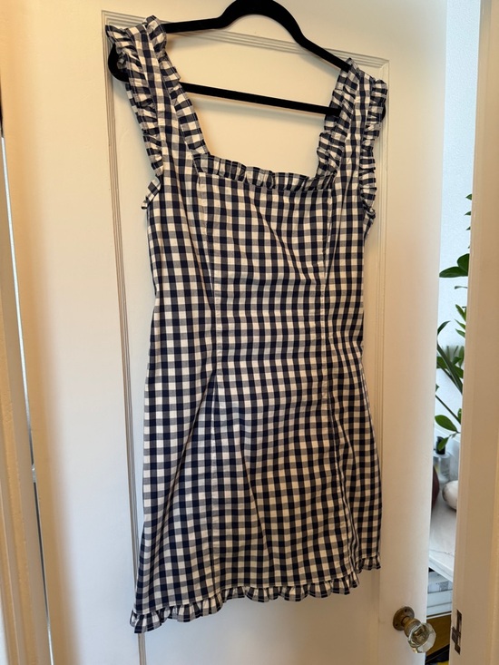 J. Crew Dresses & Skirts - J.Crew Navy Gingham Ruffle Mini Dress